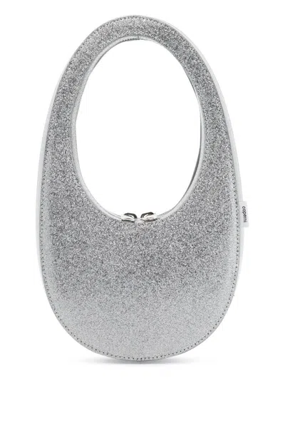 Shop Coperni Glittered Swipe Mini Hobo Bag In Silver