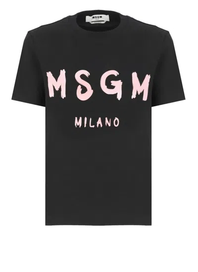 Shop Msgm T-shirts And Polos Black