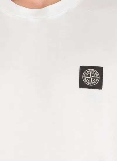 Shop Stone Island T-shirts And Polos White