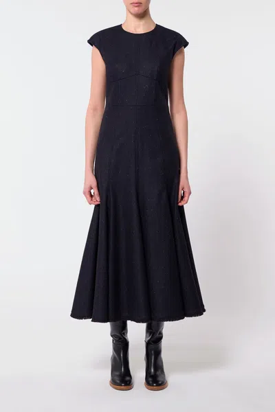 Gabriela Hearst Crowther Dress In Dark Navy Multi Virgin Wool Tweed In Dark Navy Multi