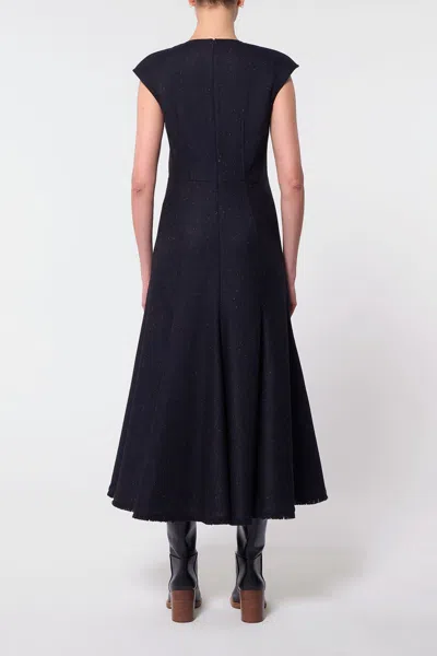 Gabriela Hearst Crowther Dress In Dark Navy Multi Virgin Wool Tweed In Dark Navy Multi