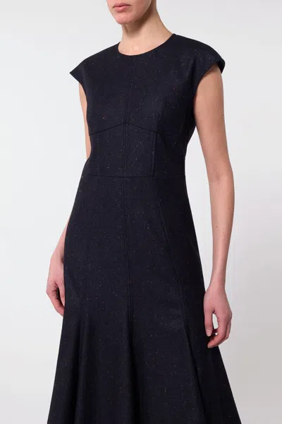 Gabriela Hearst Crowther Dress In Dark Navy Multi Virgin Wool Tweed In Dark Navy Multi