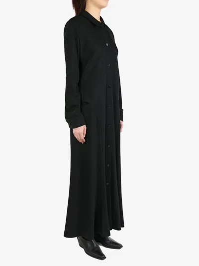 The Row Myra Silk Shirtdress In Blk Black