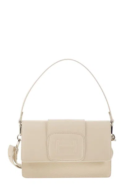 Shop Hogan Rectangular H-bag Crossbody In Beige