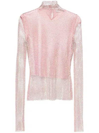 Shop Sportmax "valdai" T-shirt With Rhinestones In Pink