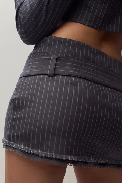Danielle Guizio Ny Andra Pinstripe Mini Skirt In Charcoal/white