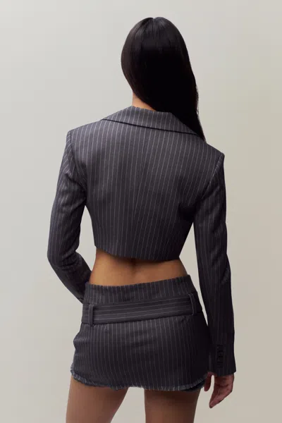 Danielle Guizio Ny Andra Pinstripe Mini Skirt In Charcoal/white