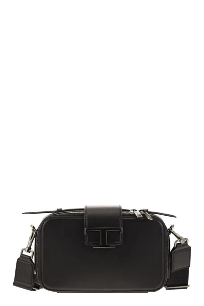 Shop Tod's Leather Mini Camera Bag In Black