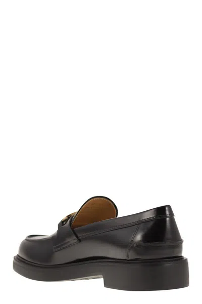 Tod's Leather Loafers Gold-tone Hardware In Black