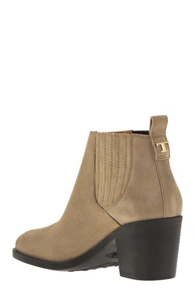 Shop Tod's Suede Boot In Beige