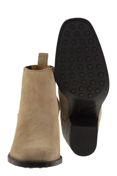 Shop Tod's Suede Boot In Beige