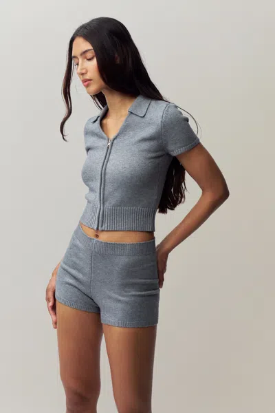 Danielle Guizio Ny Calesia Zip Up Top In Heather Grey