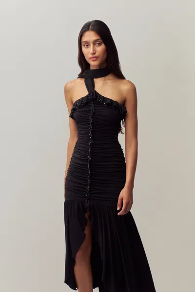 Danielle Guizio Ny Empress Wrap Around Gown In Black