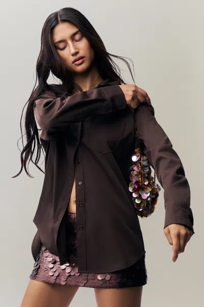 Danielle Guizio Ny Oona Button Down In Chocolate