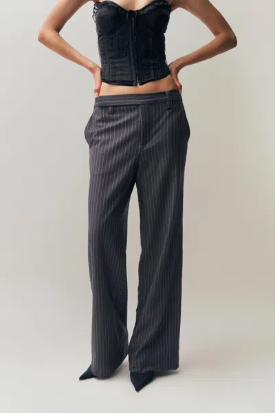 Danielle Guizio Ny Raina Pinstripe Pant In Charcoal/white