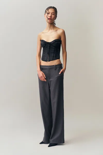 Danielle Guizio Ny Raina Pinstripe Pant In Charcoal/white