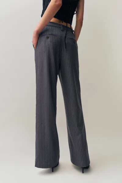 Danielle Guizio Ny Raina Pinstripe Pant In Charcoal/white