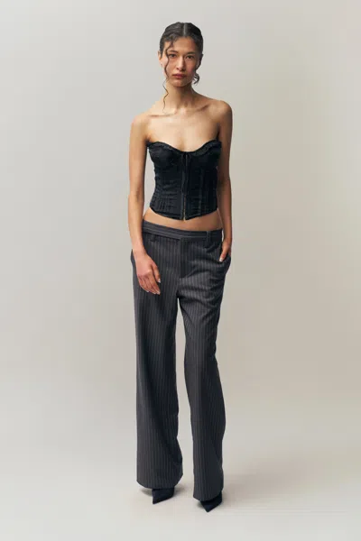 Danielle Guizio Ny Raina Pinstripe Pant In Charcoal/white