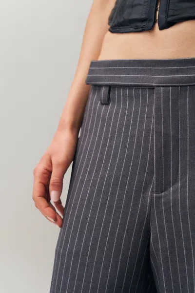 Danielle Guizio Ny Raina Pinstripe Pant In Charcoal/white