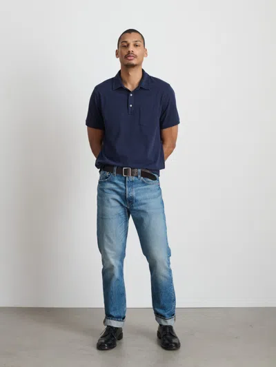 Alex Mill Standard Polo In Slub Cotton In Navy