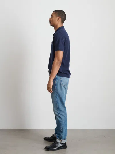 Alex Mill Standard Polo In Slub Cotton In Navy