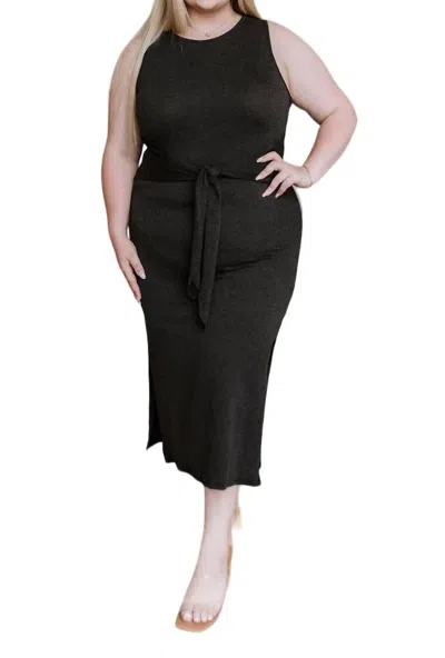 Shopin In La Out On The Town Tie Detail Midi Dress In Charcoal In Pink