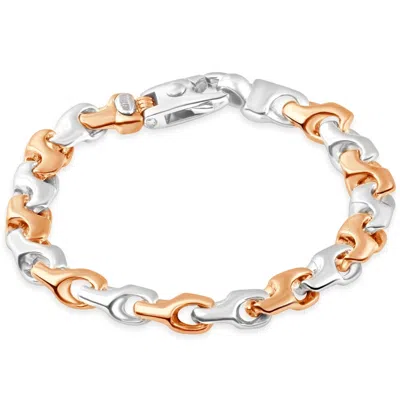Shop Pompeii3 Men's Designed 14k Gold (41gram) Or Platinum (63gram) 8mm Link Bracelet 8.5" In Silver