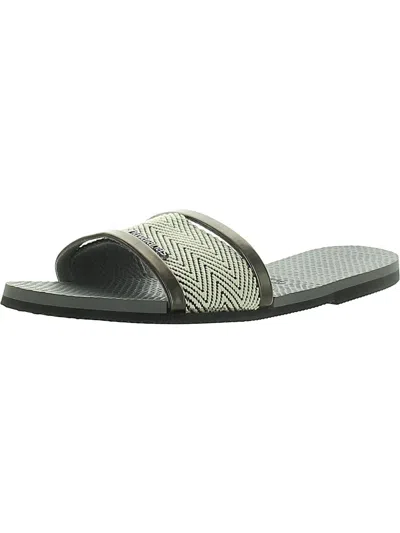 Havaianas Womens Woven Flats Flatform Sandals In Silver