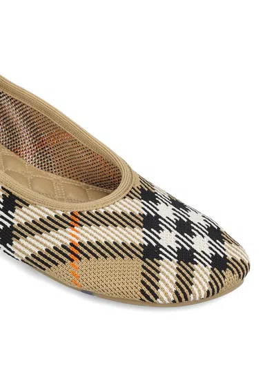 Shop Burberry Flat Shoes In Sand Ip Check