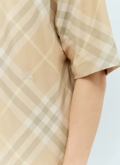 Shop Burberry Men Check Short-sleeve Shirt In Cream