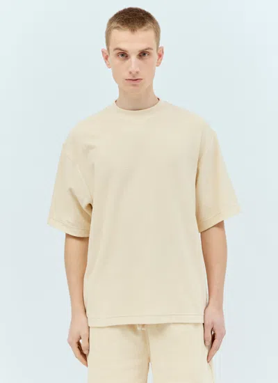 Shop Burberry Men Cotton Towelling T-shirt In Cream