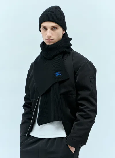 Burberry Black Beanie With Embroidered Ekd Logo On The Front In Cashmere In Black
