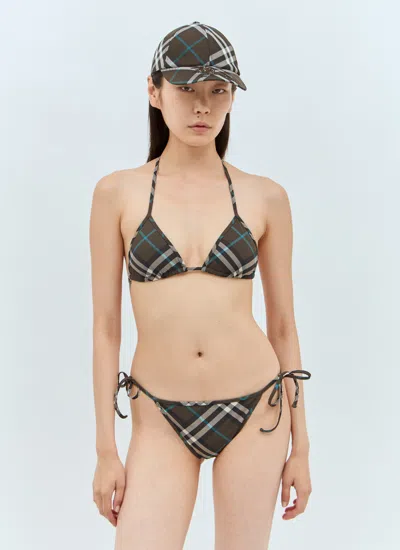Burberry Ekd Checked Baseball Cap In Green