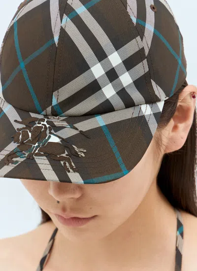 Burberry Ekd Checked Baseball Cap In Green