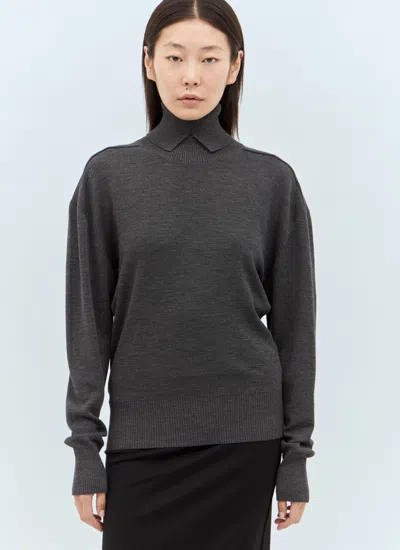 Burberry High-neck Wool Pullover Sweater In Gray
