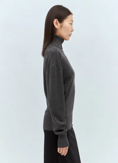 Burberry High-neck Wool Pullover Sweater In Gray