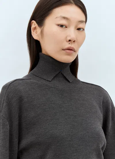 Burberry High-neck Wool Pullover Sweater In Gray
