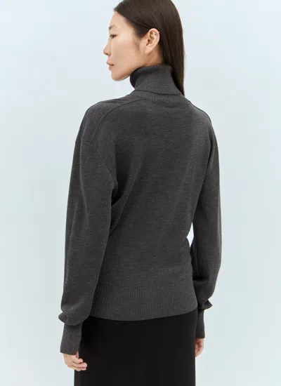 Burberry High-neck Wool Pullover Sweater In Gray