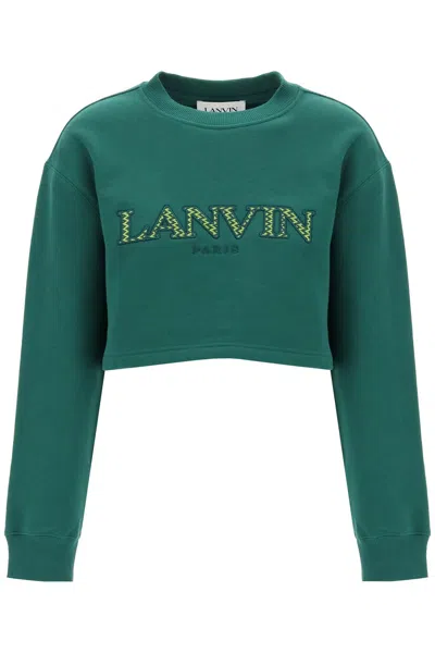 Shop Lanvin Cropped Sweatshirt With Embroidered Logo Patch Women In Multicolor