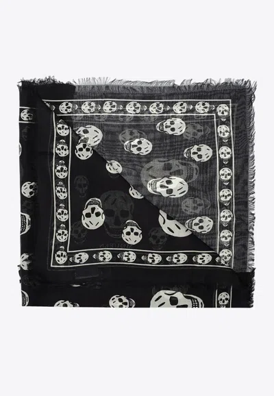 Alexander Mcqueen All-over Skull Motif Scarf In Black