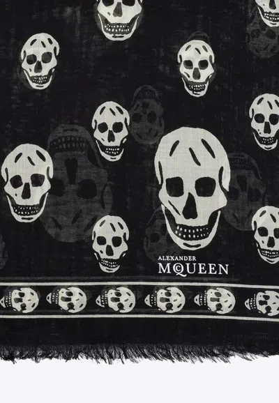 Alexander Mcqueen All-over Skull Motif Scarf In Black
