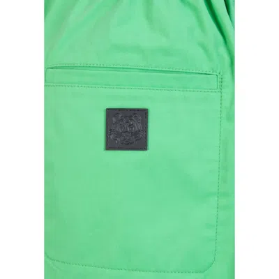Kenzo Buckle-fastened Cotton Shorts In Green