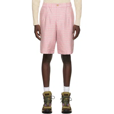 Jacquemus Grey & Pink 'le Short Gelati' Shorts In 粉色的