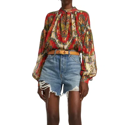 Etro Silk Printed Shirt Women In 橙子