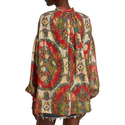 Etro Silk Printed Shirt Women In 橙子