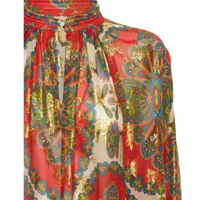 Etro Silk Printed Shirt Women In 橙子
