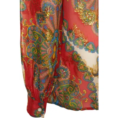 Etro Silk Printed Shirt Women In 橙子