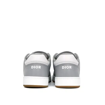 Shop Dior Oblique Leather Sneakers In Gray