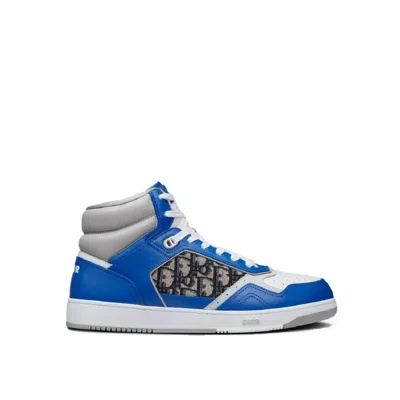 Shop Dior Oblique High Top Sneakers In 蓝色的