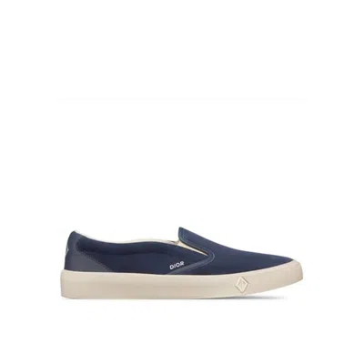 Dior Leather Slip-on Sneakers Men In Blue